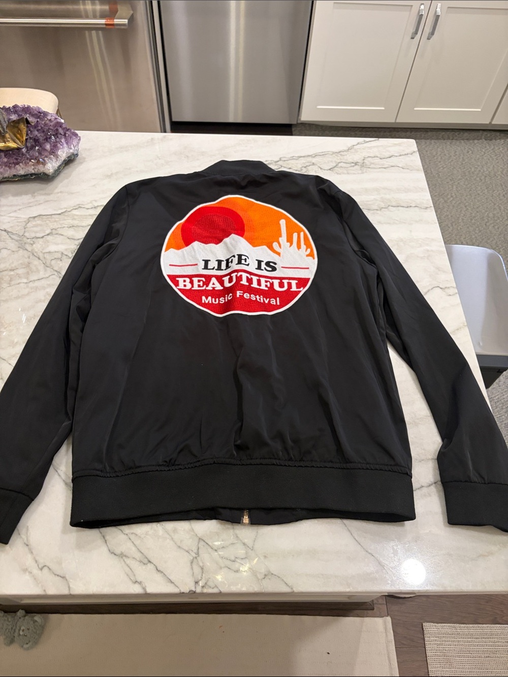 NWOT FESTIVAL Life Is Beautiful Black Music Festival Jacket UNISEX SZ S OVERSIZE